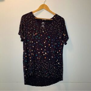 Evri Navy Blue Polka Dot Abstract Paint Splatter Scoop Neck Top Plus Size 0X